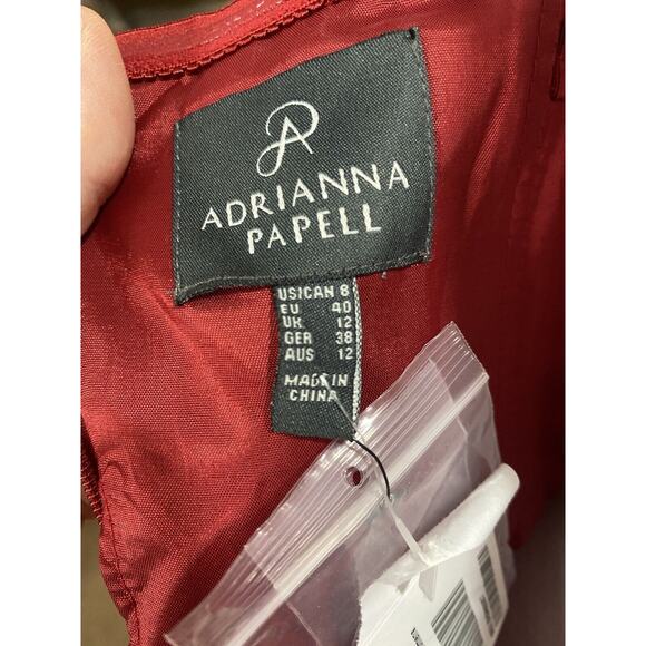 Adrianna Papell Women's Red Strapless Embellished Lined Cocktail Dress Size 8 - Picture 7 of 9